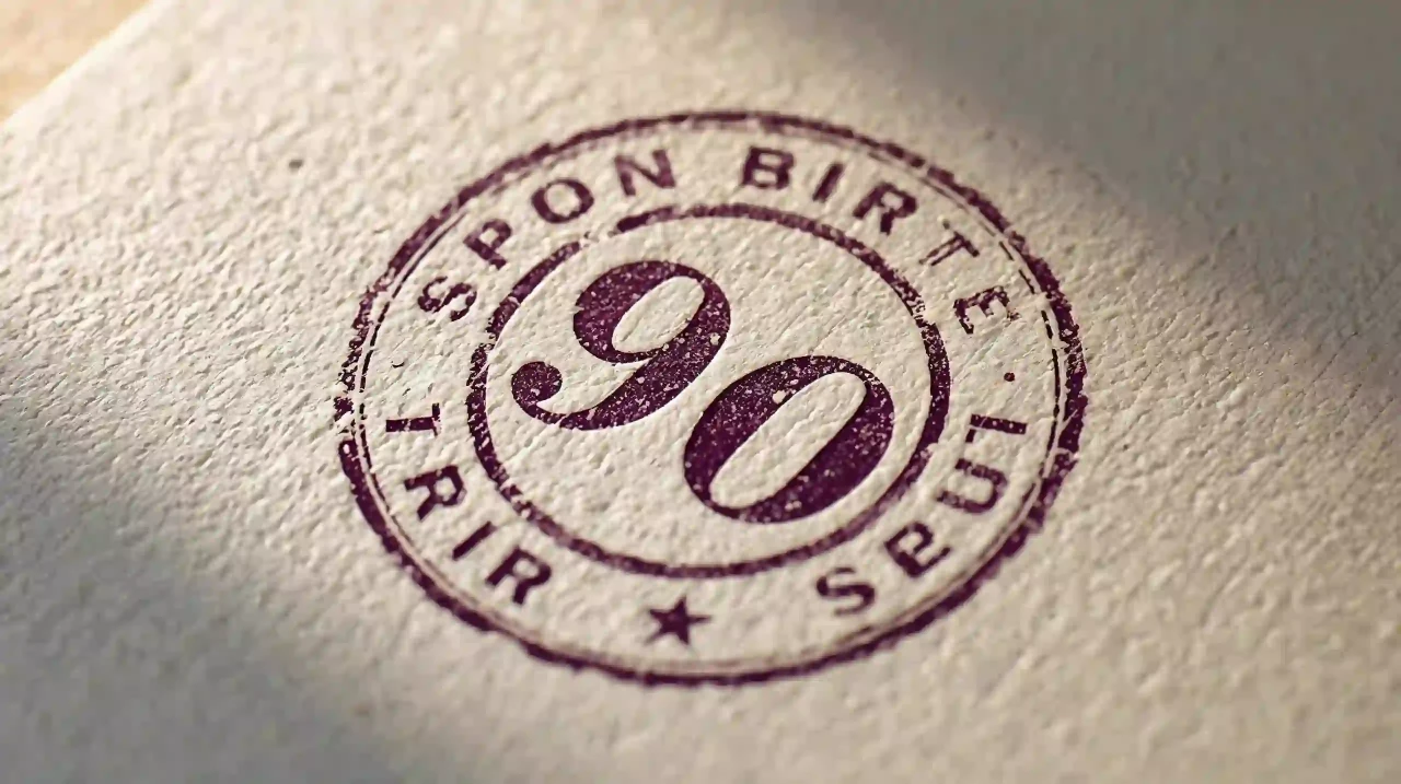 Baby in Brazil — Brazil PR: macro of passport page with symbolic “90” stamp, no readable data, photorealistic.