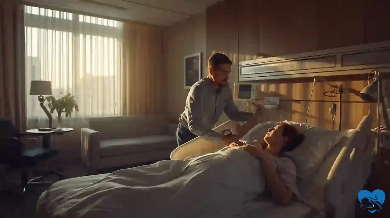 Private hospital childbirth in Brazil with partner support and comfortable maternity setting